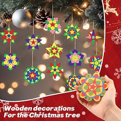 Cliths 36 Pcs Philippine Christmas Tree Ornaments DIY Kit with Wooden Filipino Cutouts Color Pens Paint Your Own Xmas Hanging Decorations Craft Set for Kids Adults