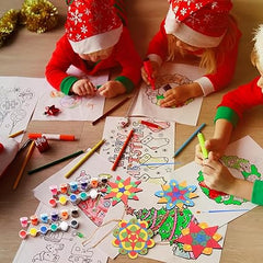 Cliths 36 Pcs Philippine Christmas Tree Ornaments DIY Kit with Wooden Filipino Cutouts Color Pens Paint Your Own Xmas Hanging Decorations Craft Set for Kids Adults