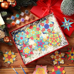 Cliths 36 Pcs Philippine Christmas Tree Ornaments DIY Kit with Wooden Filipino Cutouts Color Pens Paint Your Own Xmas Hanging Decorations Craft Set for Kids Adults