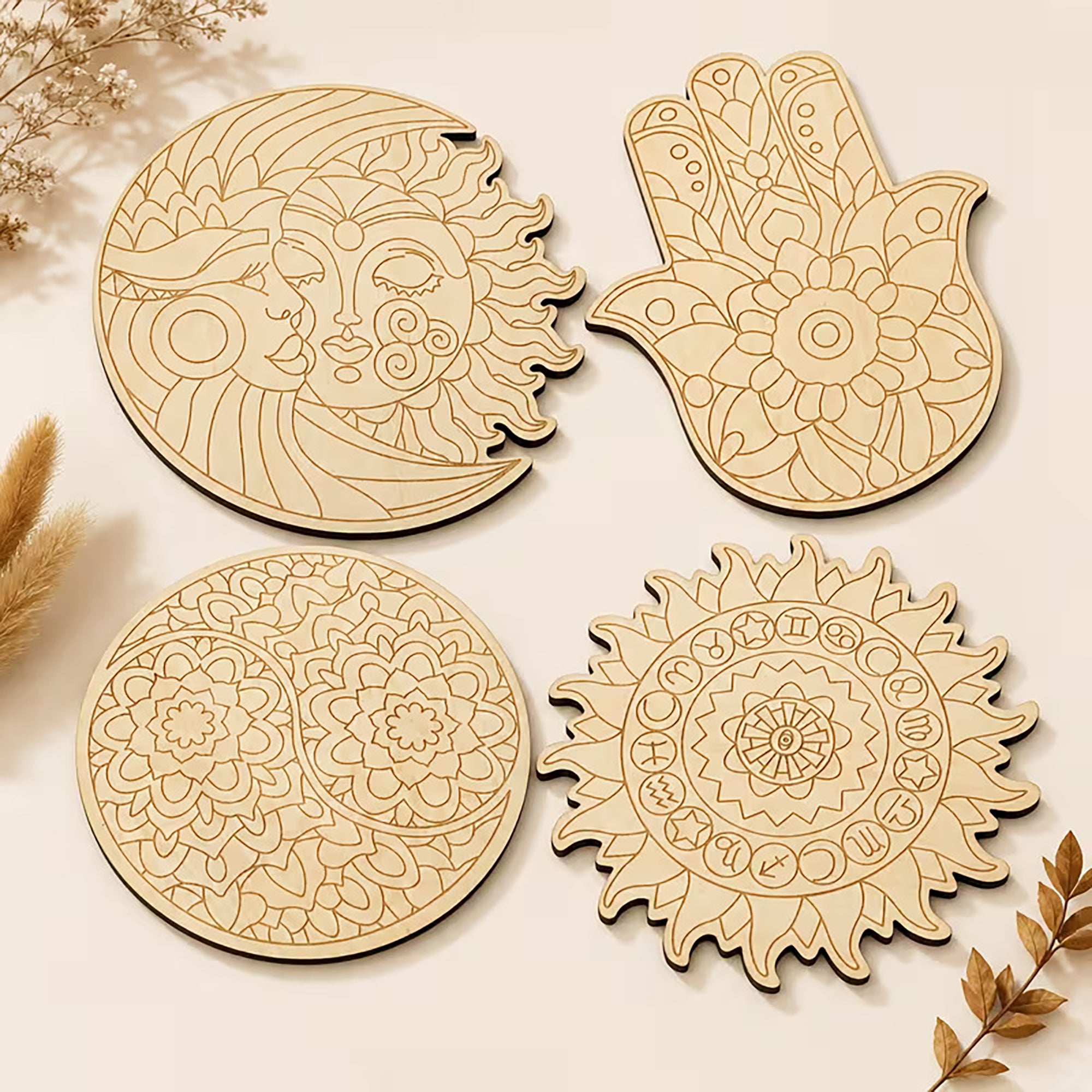 round unfinished wooden mandala board