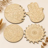 round unfinished wooden mandala board