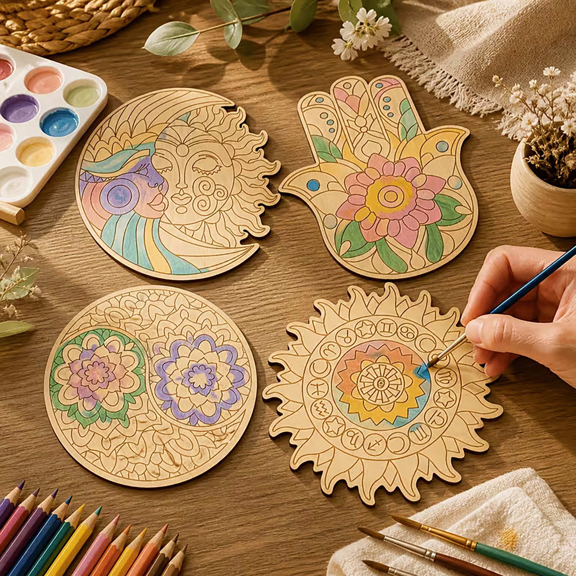engraved basswood craft surface