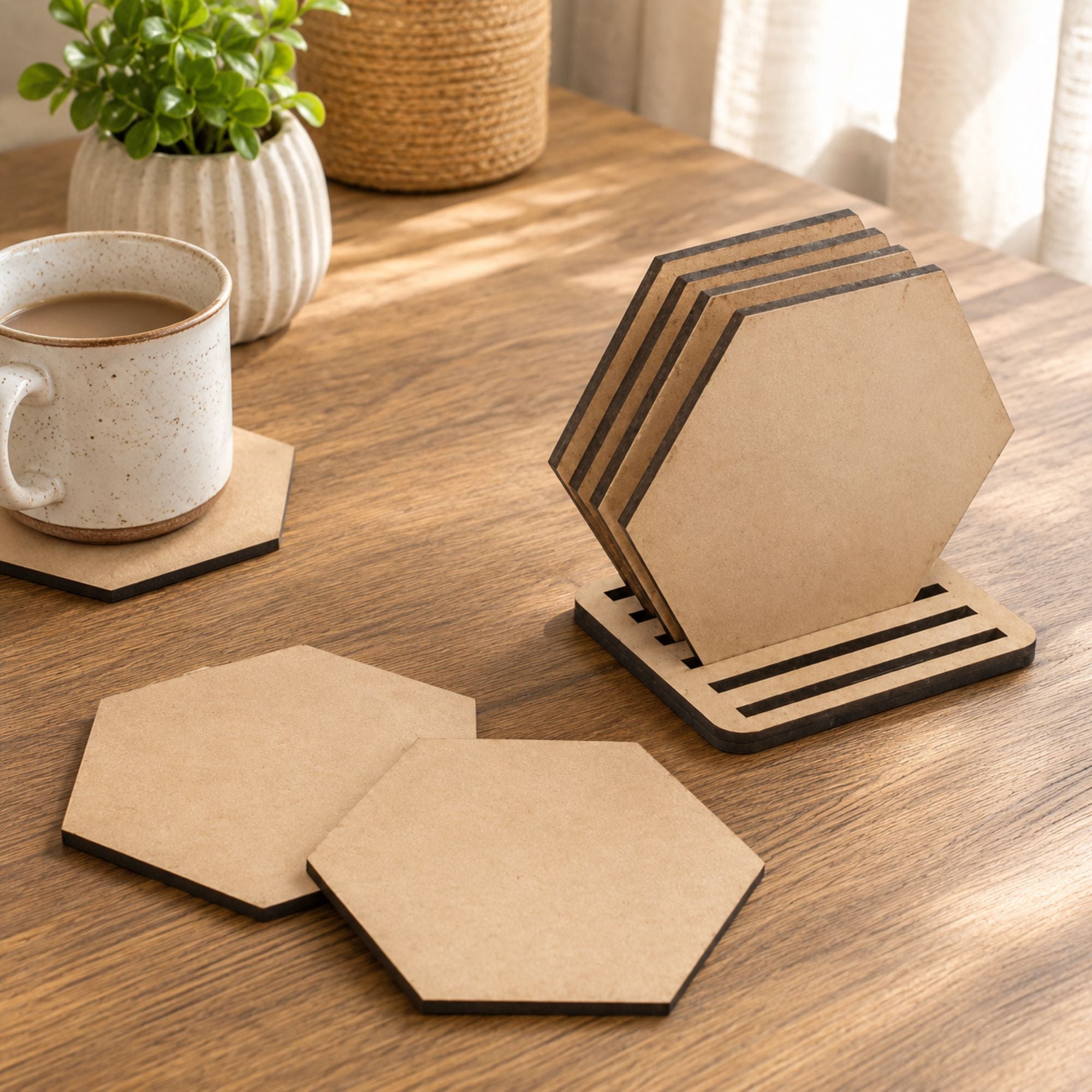 wooden hexagon coasters for lippan art and painting