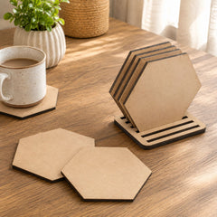 wooden hexagon coasters for lippan art and painting
