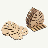 monstera leaf mdf coasters with stand for diy art and craft