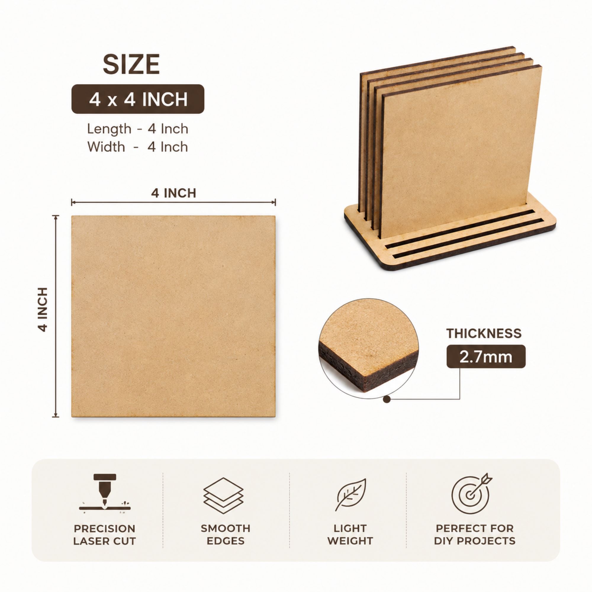 square mdf coaster blanks for resin art projects