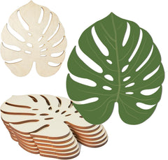Cliths 6PCS Wooden Turtle Leaf Cutouts Unfinished Tropical Palm Leaf Wood Shapes with Twines DIY Beach, Party, Home & Wedding Decorations Craft Ornaments