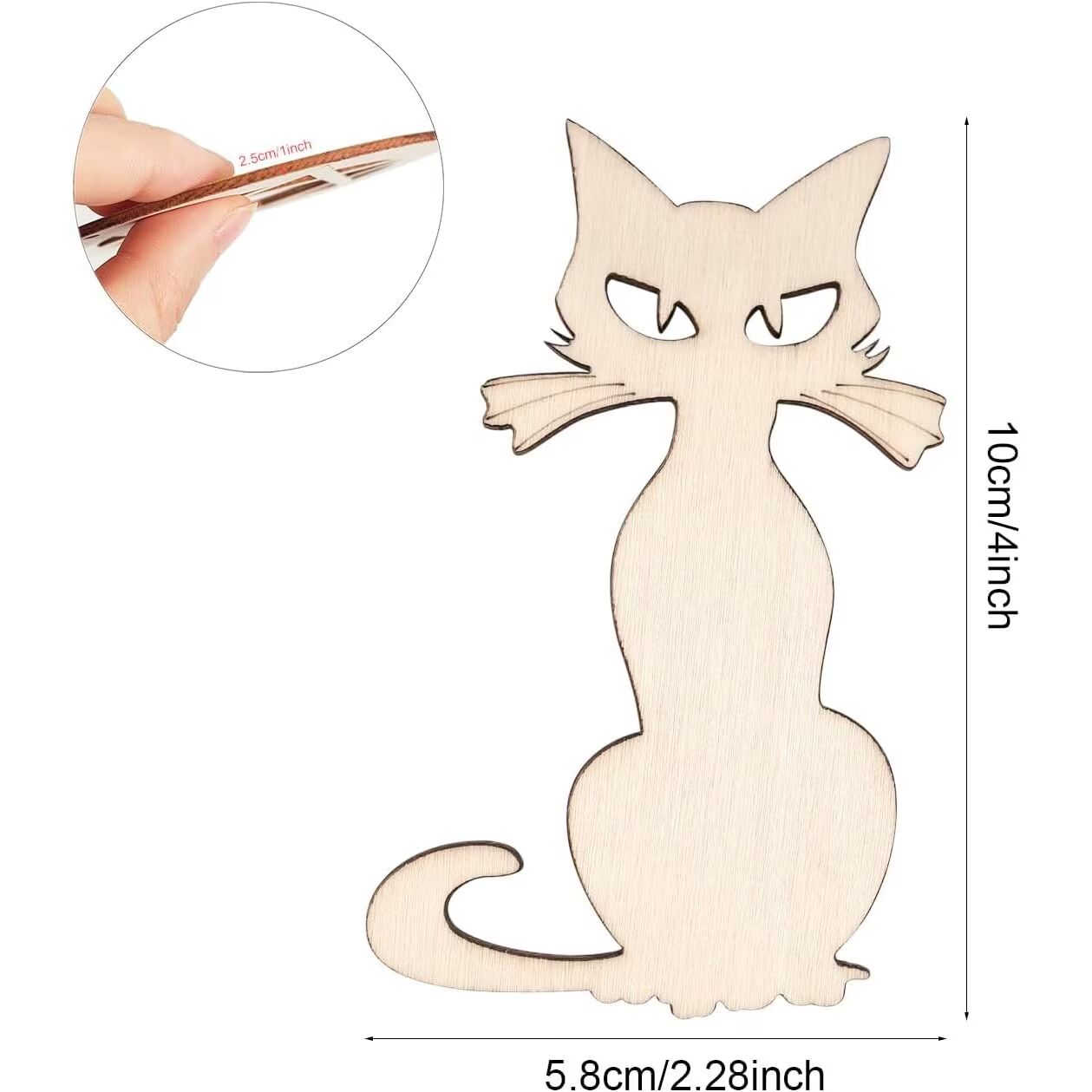wooden cat shape for painting and resin art