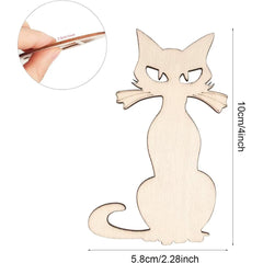 wooden cat shape for painting and resin art