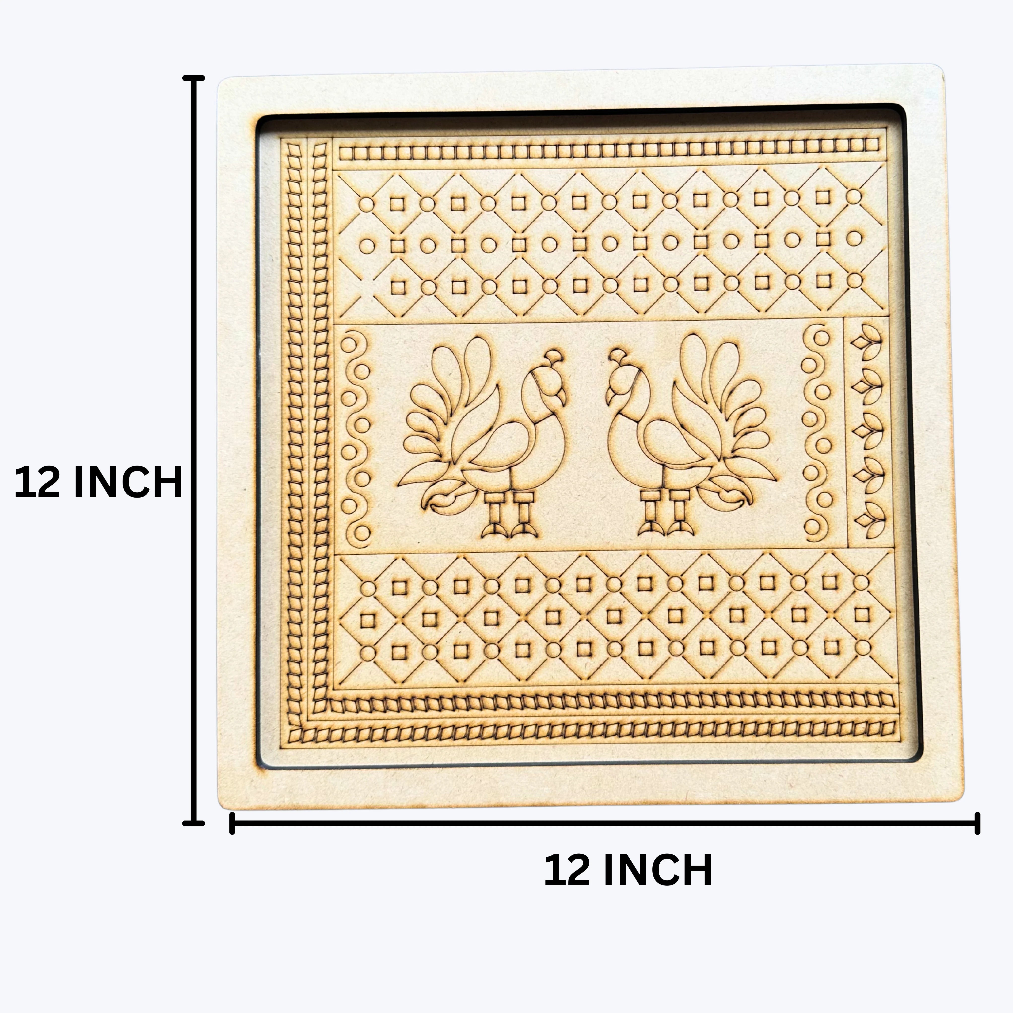 peacock border mdf frame board for diy craft