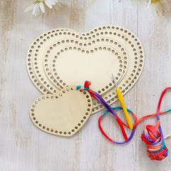 American Elm 10 Piece Heart Basket Base Set 5 Sizes MDF Weaving Foundations for Crochet & DIY Home Décoration
