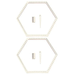 Cliths 2 Sets Wooden Hexagon Weaving Loom Kit with Comb and Teardrop Needle for Beginners DIY Tapestry Frame Yarn Art Jewelry Making Knitted Crafts