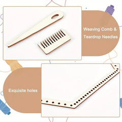 Cliths 2 Sets Wooden Hexagon Weaving Loom Kit with Comb and Teardrop Needle for Beginners DIY Tapestry Frame Yarn Art Jewelry Making Knitted Crafts