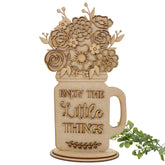 American Elm 3D Layered Flower Jar Craft Kit - 29x16.5 cm DIY Wooden Mason Jar Decoration with Enjoy the Little Things 2.7mm MDF (11.41x6.49 Inch)