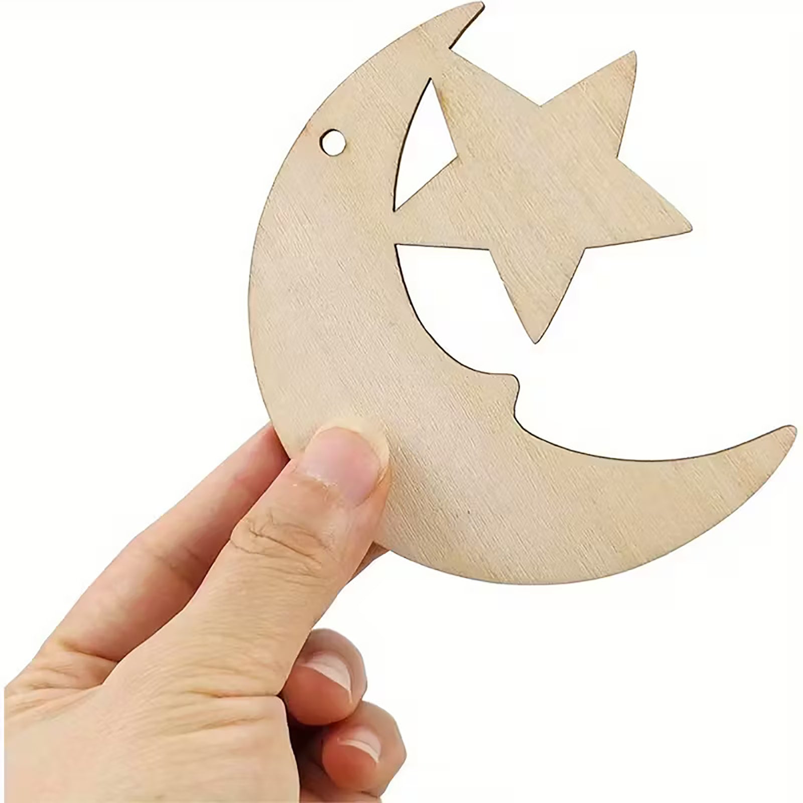 wooden star crescent wall hanging
