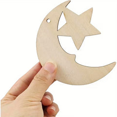 wooden star crescent wall hanging