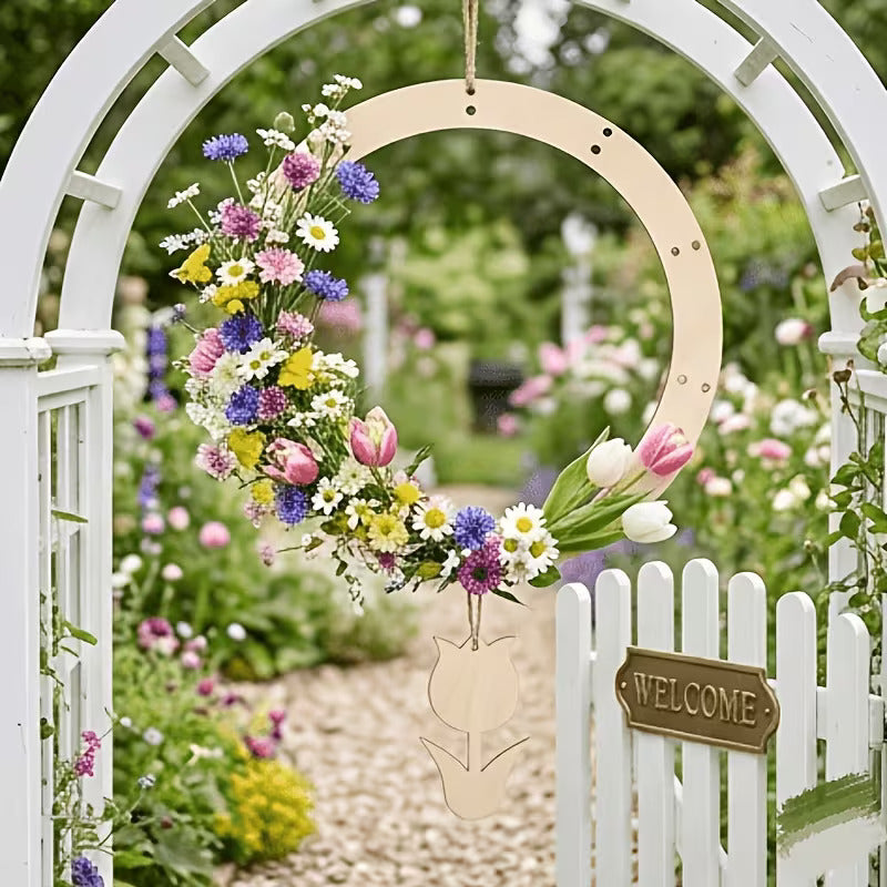 rose tulip wreath frame for acrylic painting