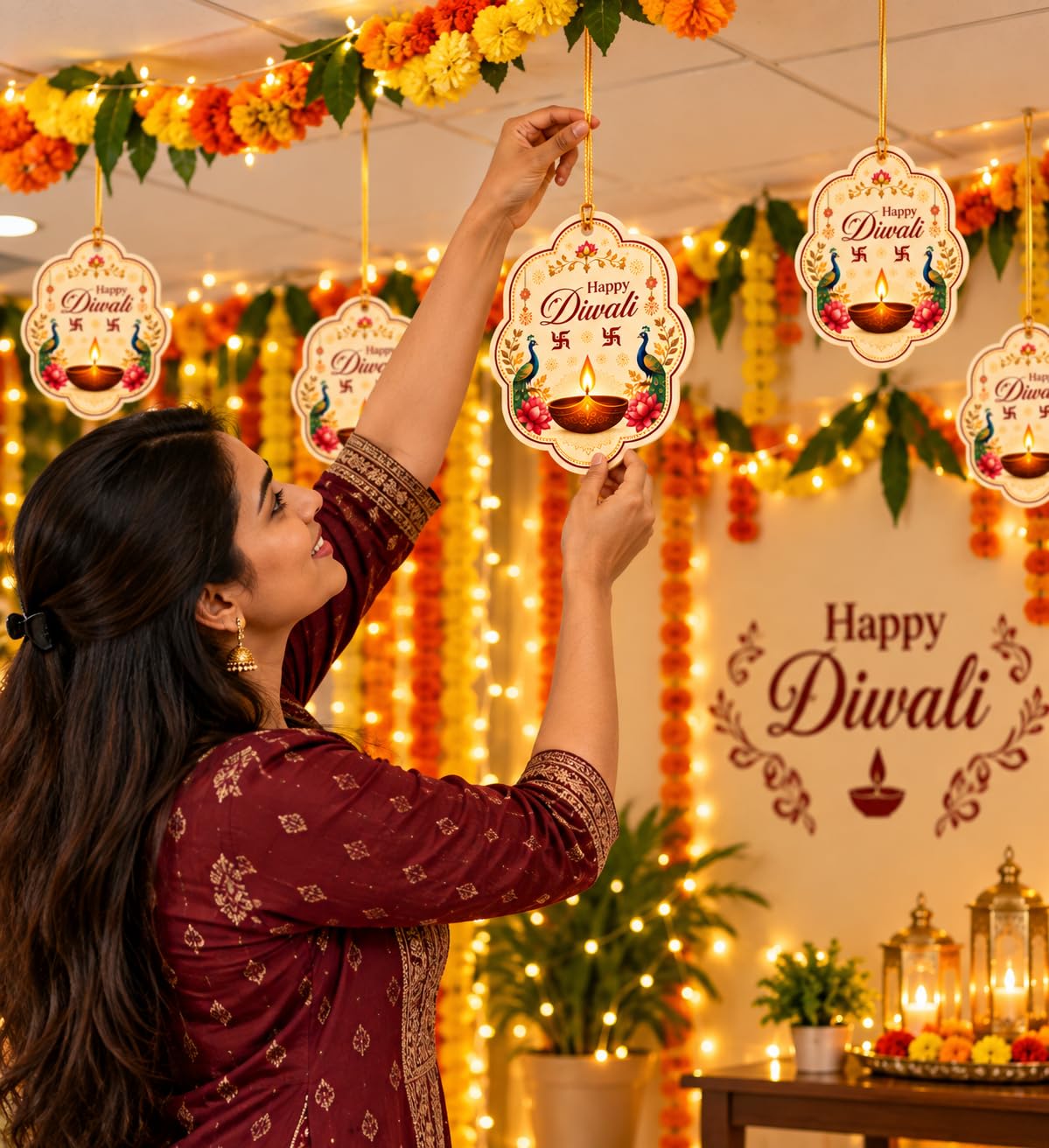 diwali printed wooden cutout