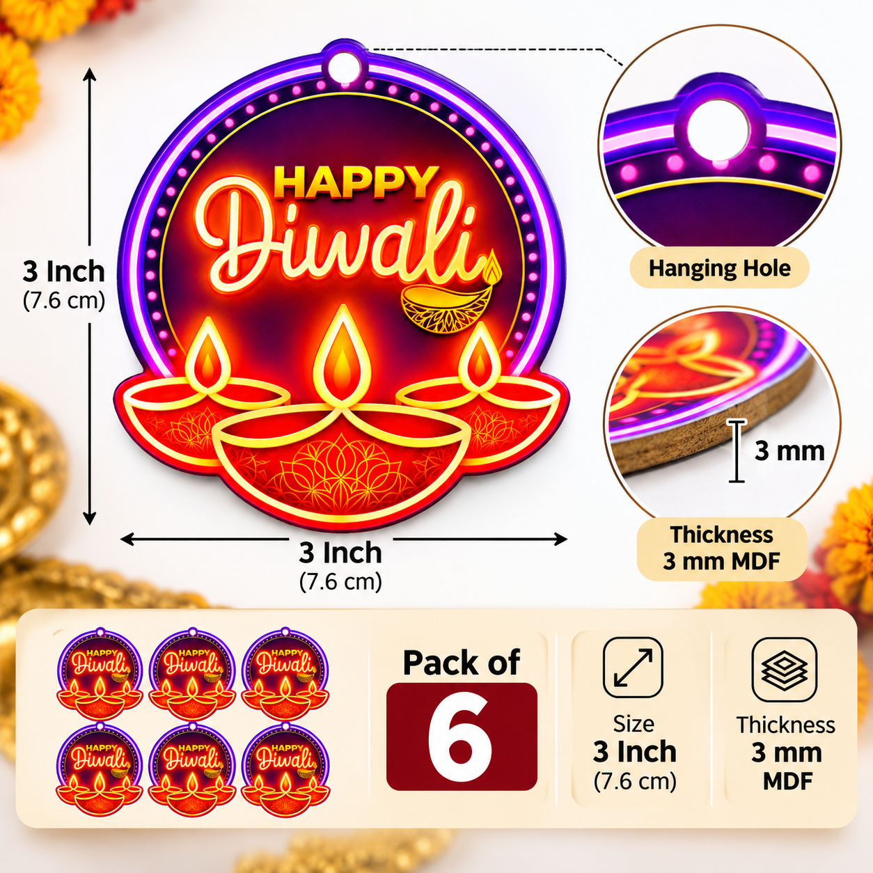diwali diya wooden cutout