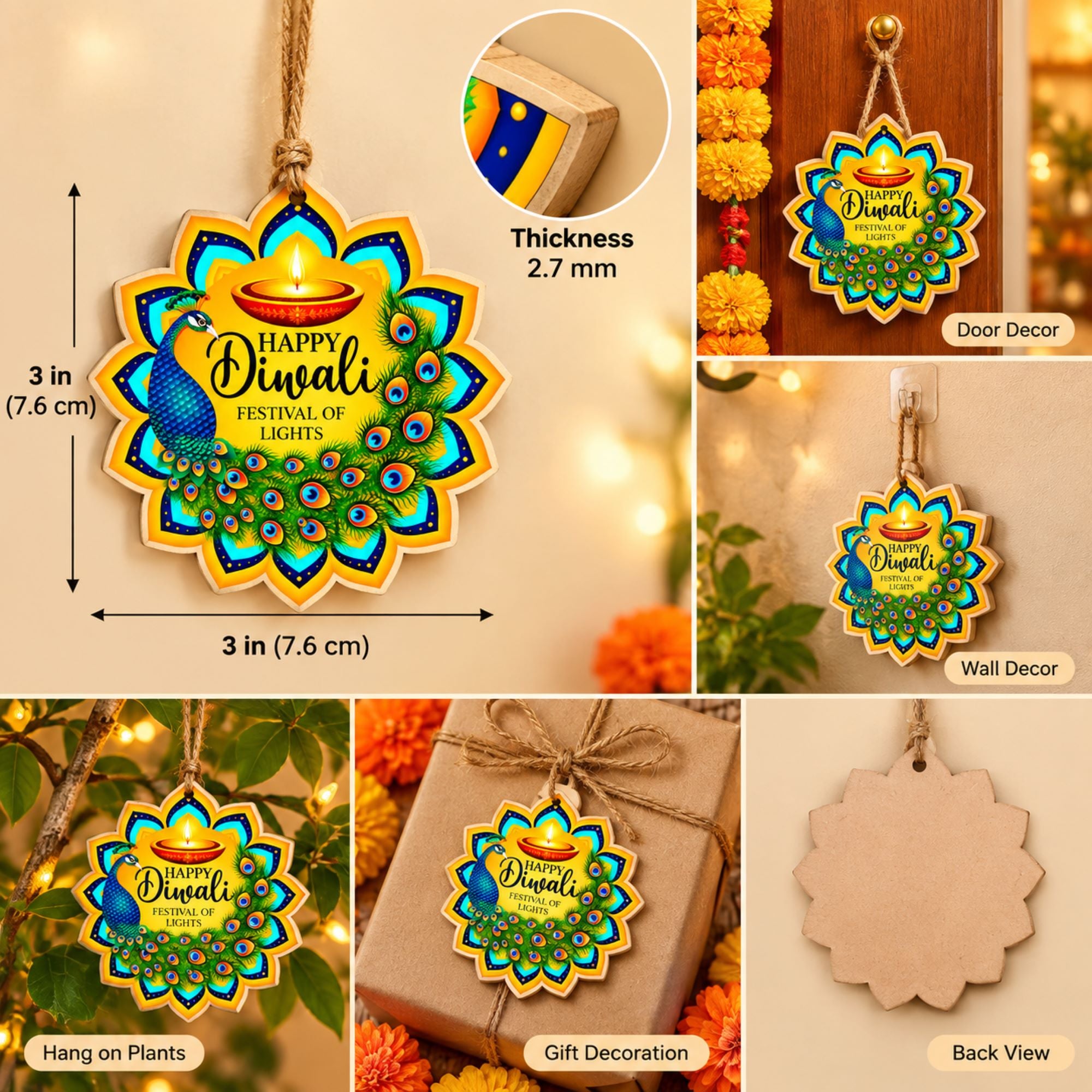 diwali wooden cutout