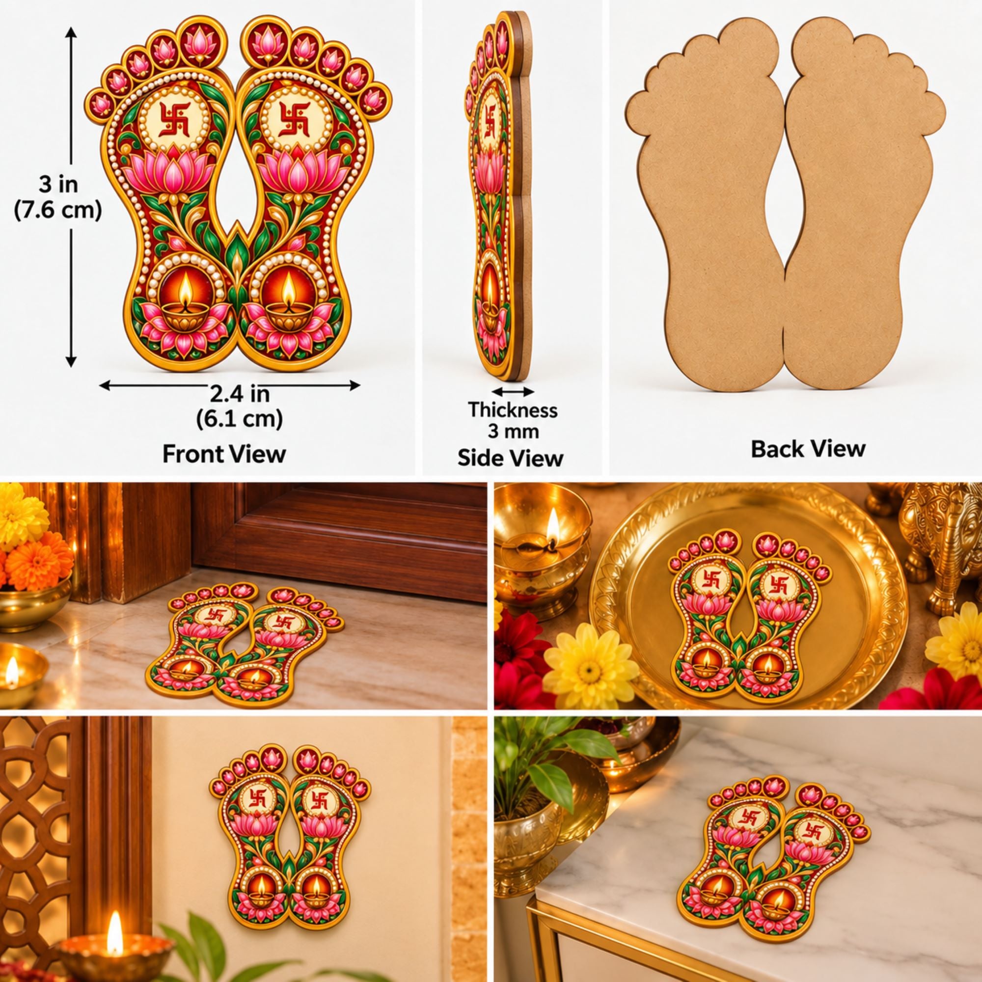 lakshmi foot wooden cutout