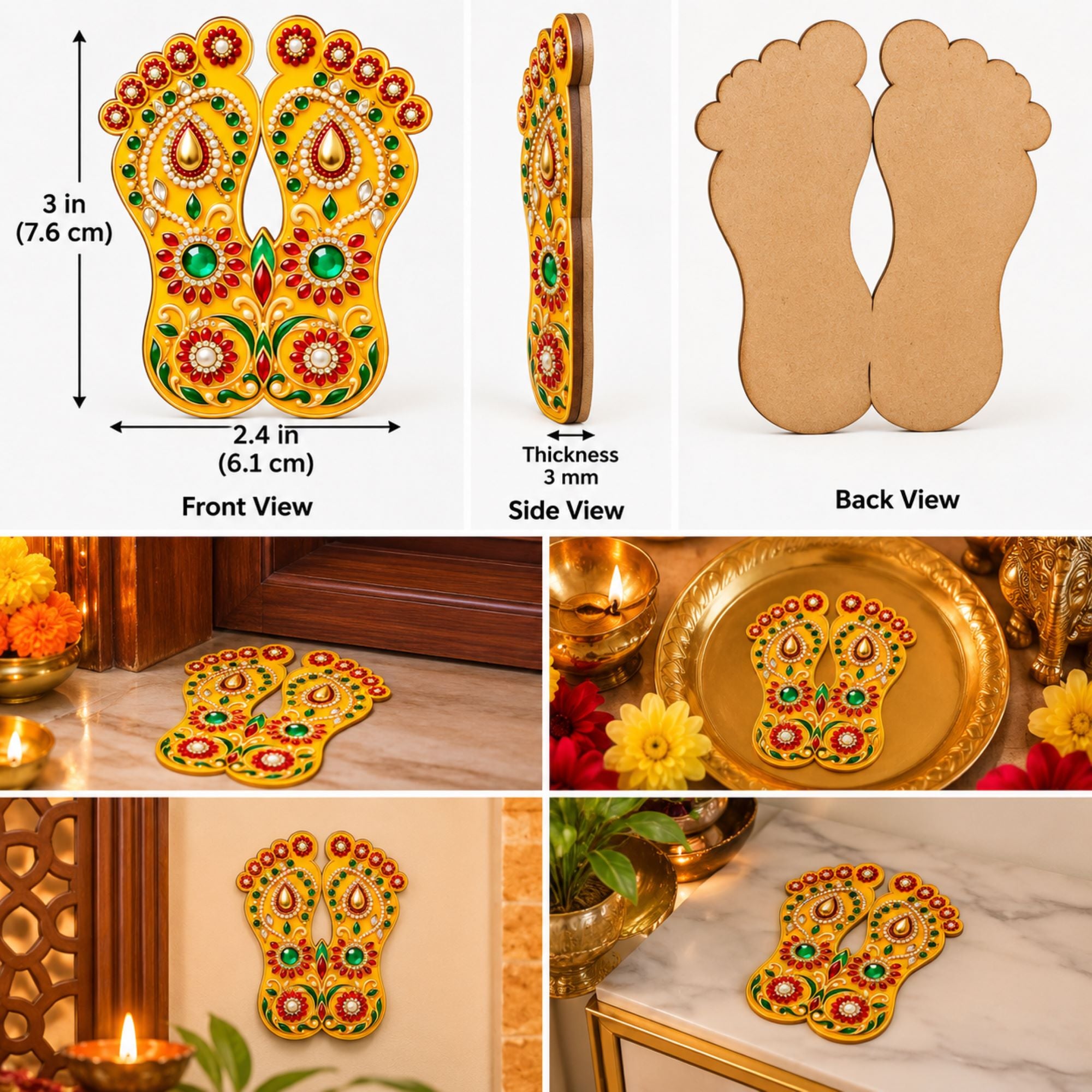 lakshmi feet wooden cutout