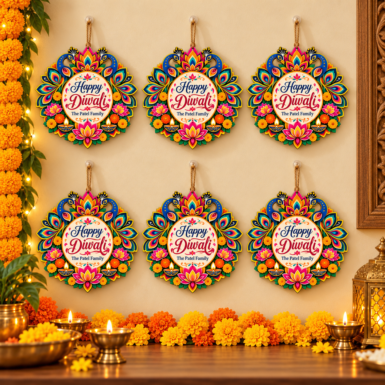 happy diwali peacock cutout