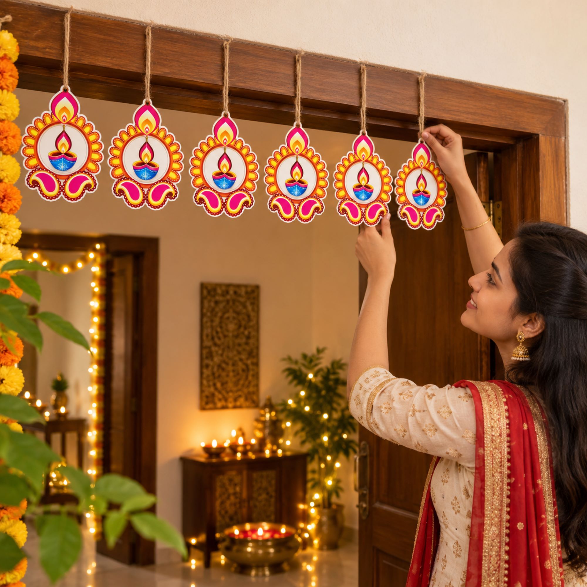 printed wooden diya