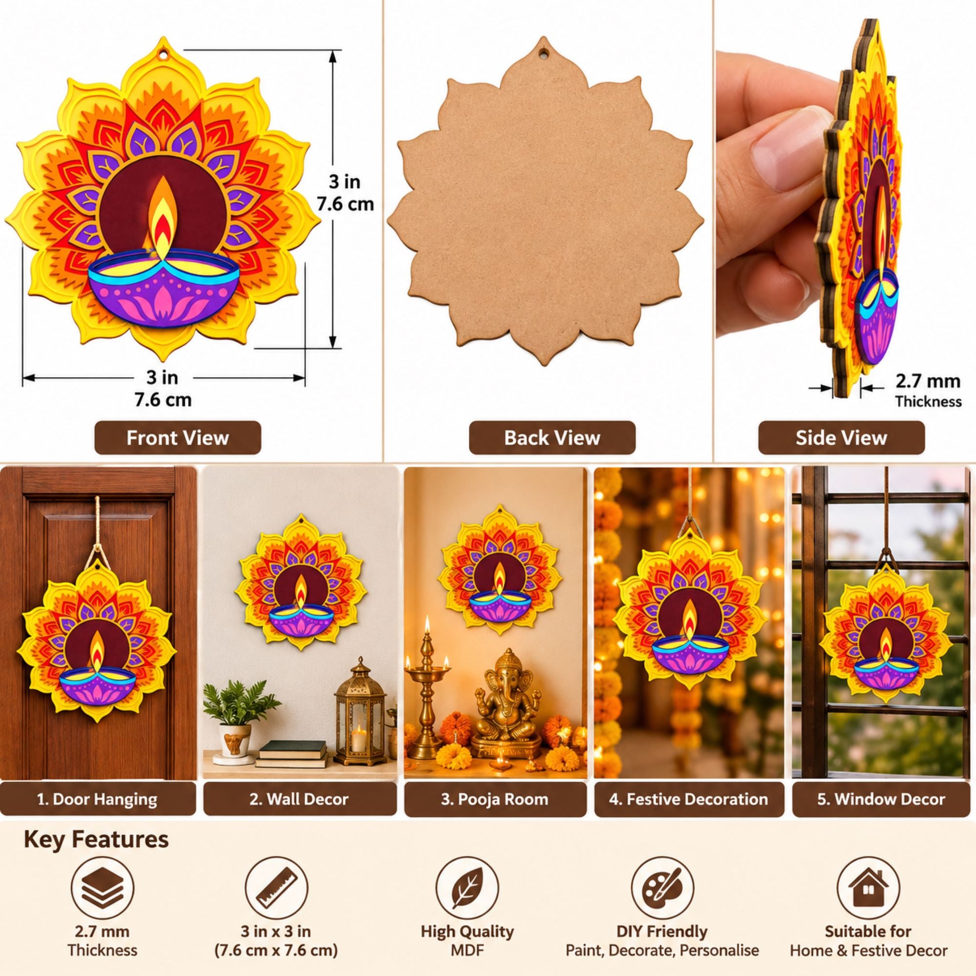 printed diya mdf