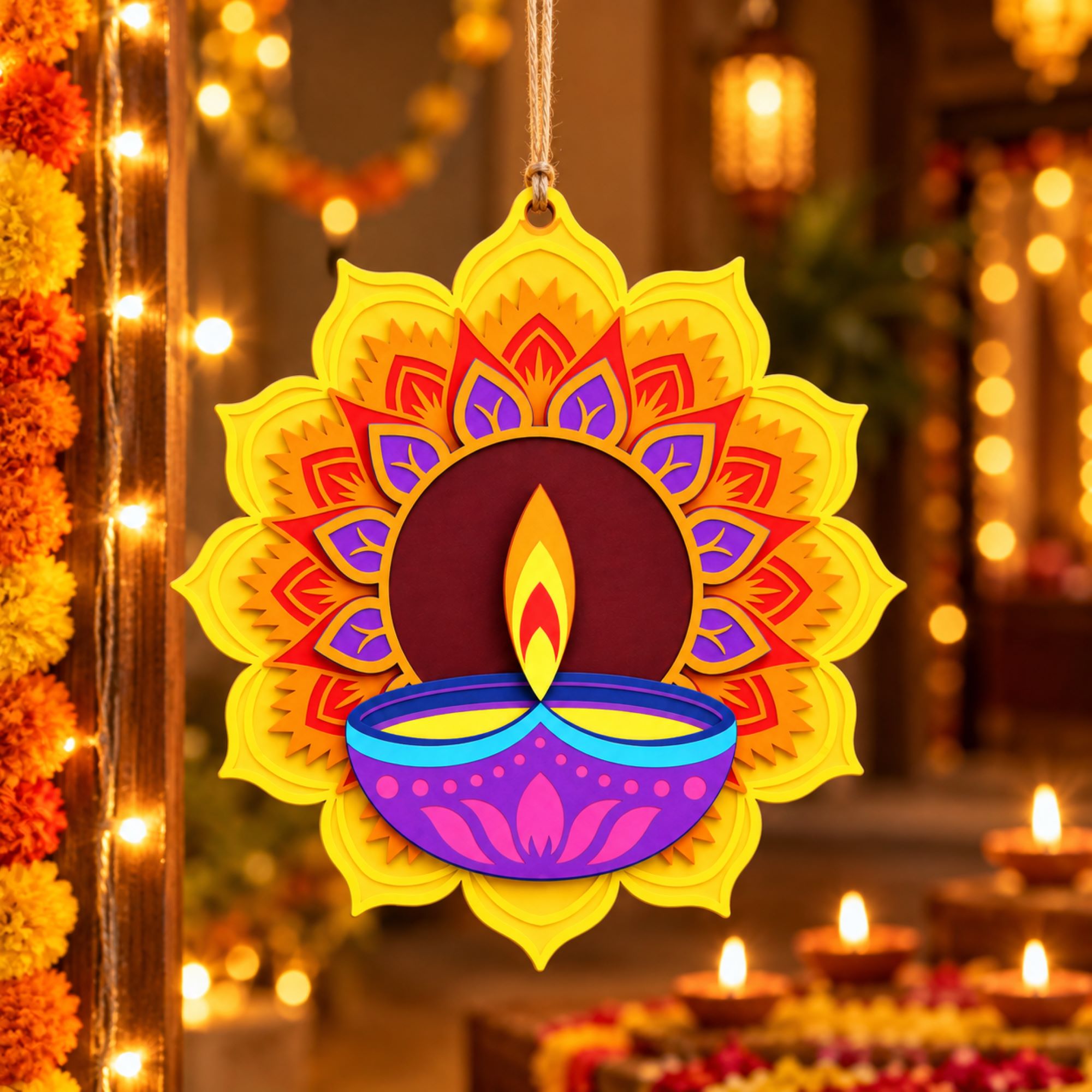 wooden diya cutout