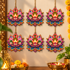 printed lotus mdf wooden cutout for diy craft
