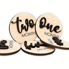 Cliths 1 Set Wooden Monthly Milestone Discs 1-12 Months Baby Photo