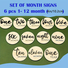 Cliths 1 Set Wooden Monthly Milestone Discs 1-12 Months Baby Photo