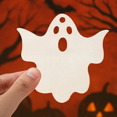 Cliths 20pcs Halloween Wooden Ghost Cutouts DIY Craft Pendants with Strings