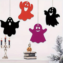 Cliths 20pcs Halloween Wooden Ghost Cutouts DIY Craft Pendants with Strings