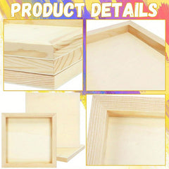 Whittlewud 6 Pack Wooden Canvas Box Trays DIY Craft Trays Painting, 3D Puzzles & Home Decor