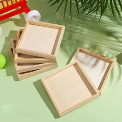 Whittlewud 6 Pack Wooden Canvas Box Trays DIY Craft Trays Painting, 3D Puzzles & Home Decor