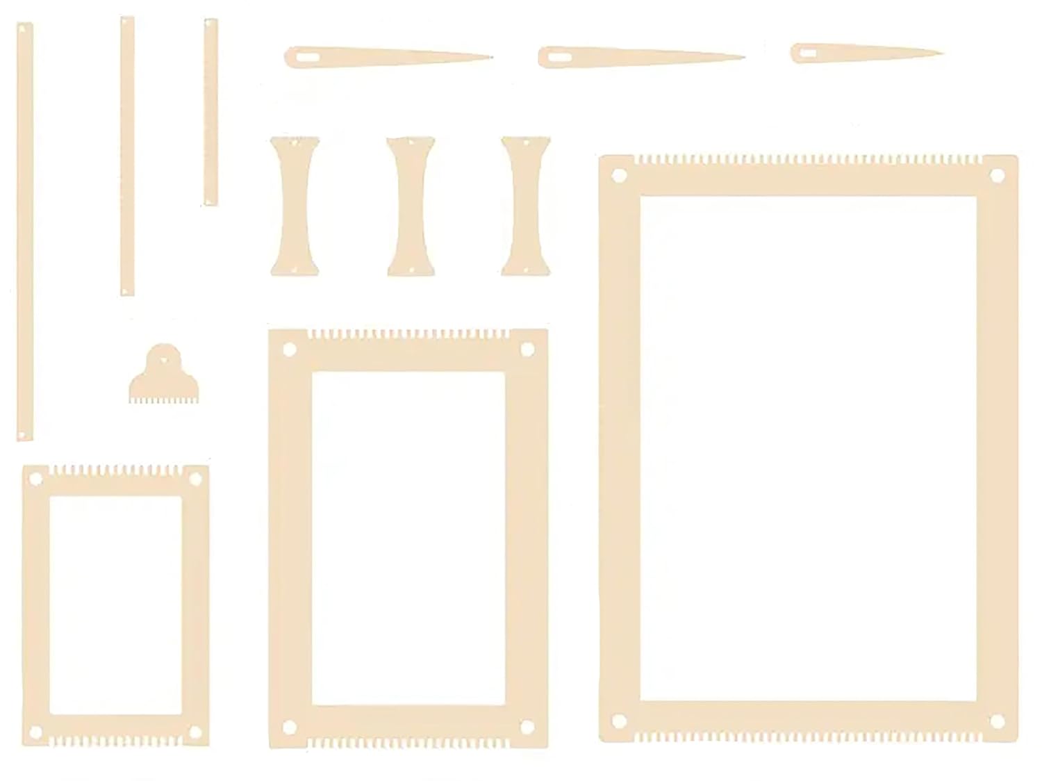 Set of wooden frames and tools