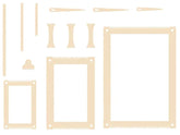 Set of wooden frames and tools
