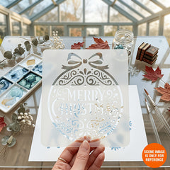 christmas reindeer stencil with snowflake branches