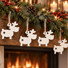 reindeer and star wooden cutouts for christmas decoration