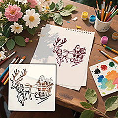 santa sleigh stencil for festive home decoration