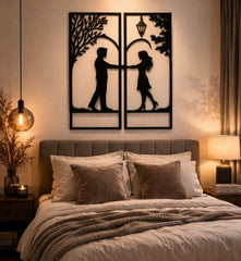 kissing couple tree design wall hanging