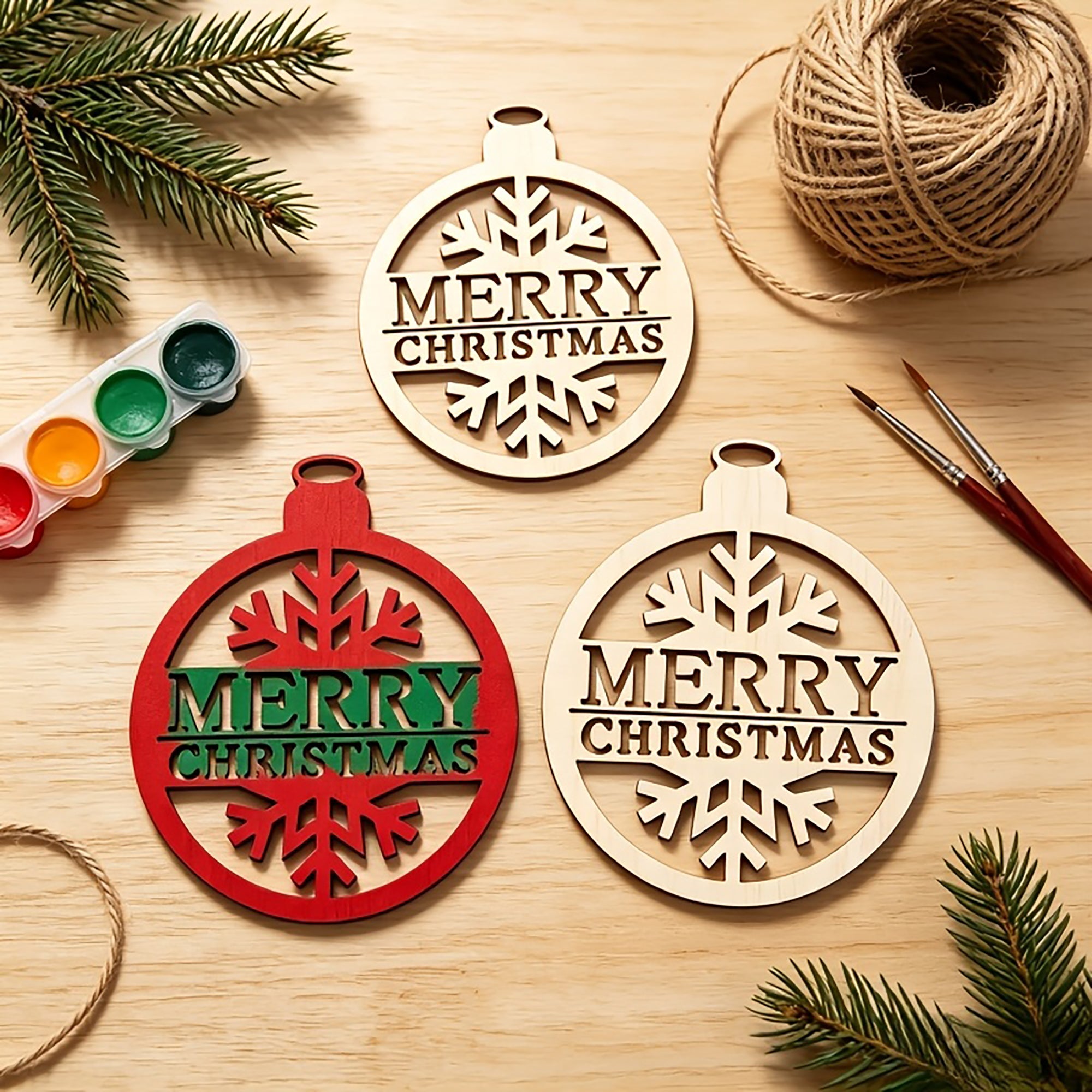 unfinished round wooden discs for Christmas crafts
