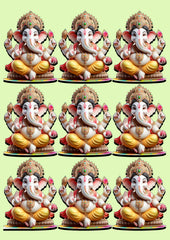 American Elm Ganesh Laxmi 3.5 inch MDF Printed Cutouts for Diwali Puja Decoration Items, Hanging ornaments