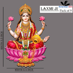 American Elm Ganesh Laxmi 3.5 inch MDF Printed Cutouts for Diwali Puja Decoration Items, Hanging ornaments