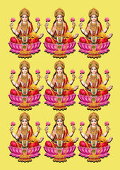 American Elm Ganesh Laxmi 3.5 inch MDF Printed Cutouts for Diwali Puja Decoration Items, Hanging ornaments