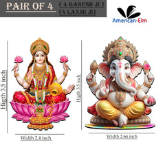 American Elm Ganesh Laxmi 3.5 inch MDF Printed Cutouts for Diwali Puja Decoration Items, Hanging ornaments