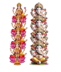 American Elm Ganesh Laxmi 3.5 inch MDF Printed Cutouts for Diwali Puja Decoration Items, Hanging ornaments