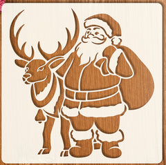 santa claus and reindeer painting stencil for christmas crafts